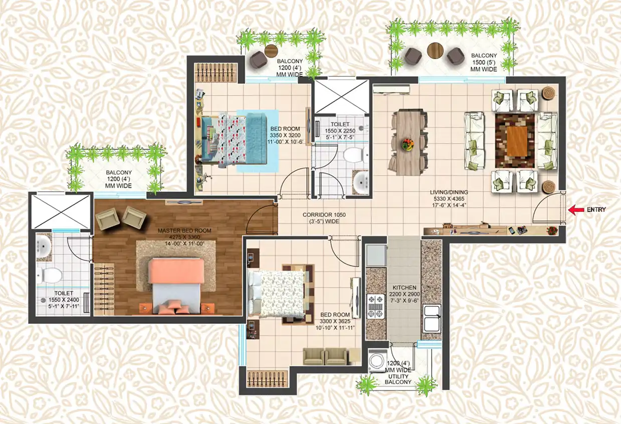 Ace Parkway 3 BHK - 129.59 Sq. Mtr.